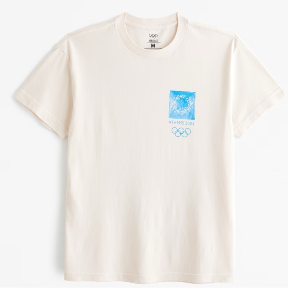 🦋LOWEST PRICE🦋Abercrombie & Fitch White and Blue Fitted Short Sleeve Tee